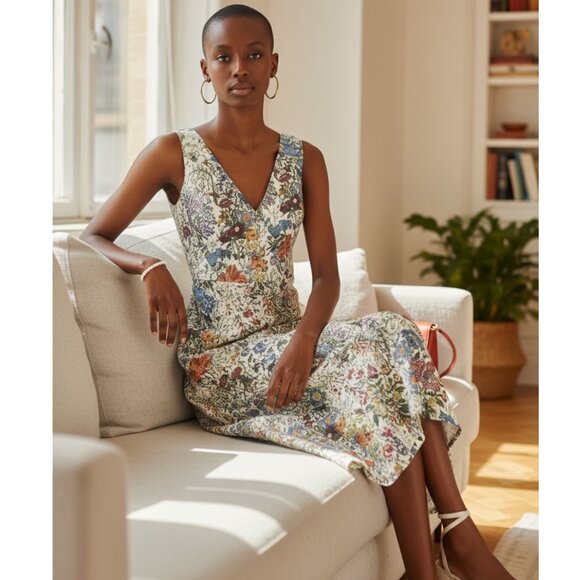 Tory Burch Ronda embellished  silk and cotton-blend midi dress Size 2 NEW - Picture 5 of 13